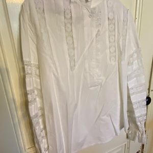 Women’s white Lacey trim blouse L